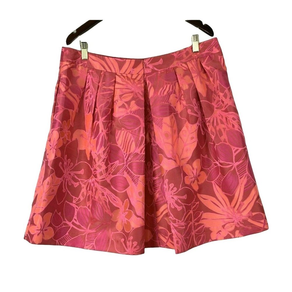 Asos Skirt size 14 US A-Line Pockets Floral Hibiscus Pink Lined Back Zipper